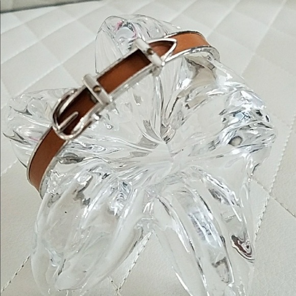 Hermes silver with brown leather belt bracelet